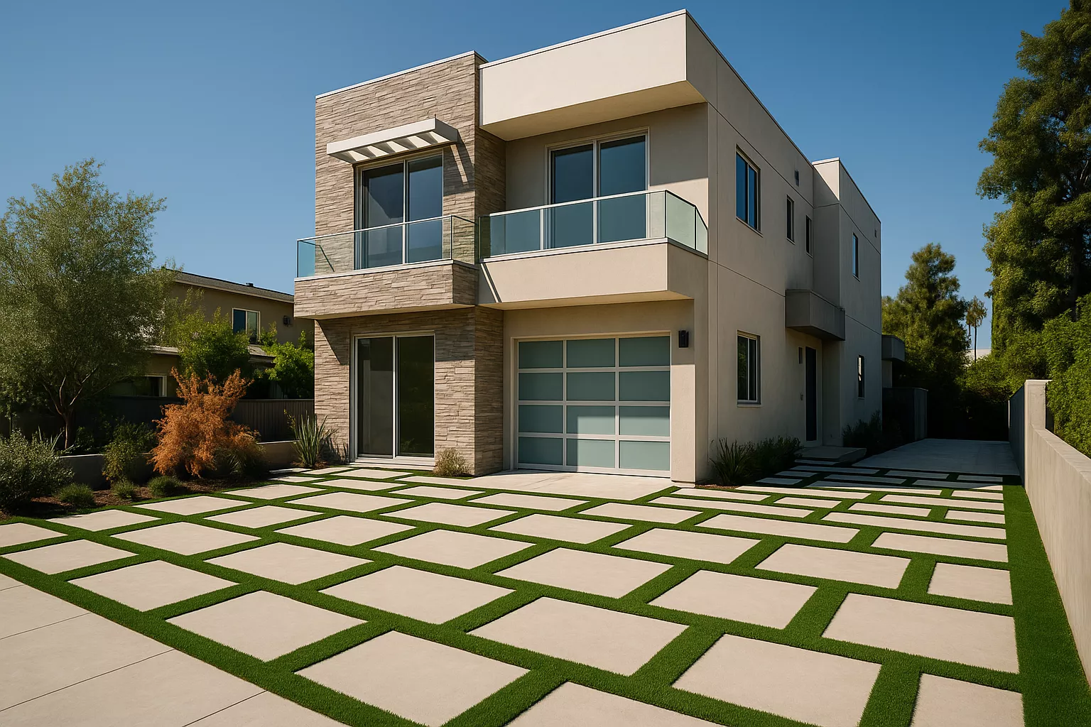 Stripes artificial turf installation in Los Angeles
