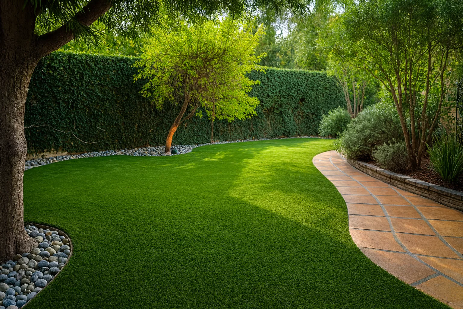 Year-round green artificial turf