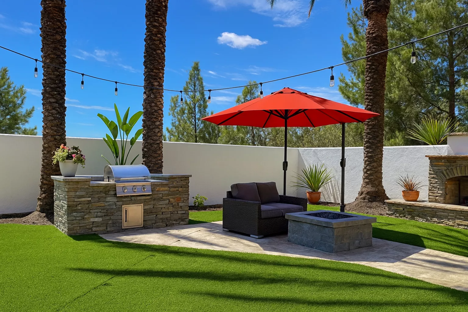 Backyard artificial turf installation in Los Angeles