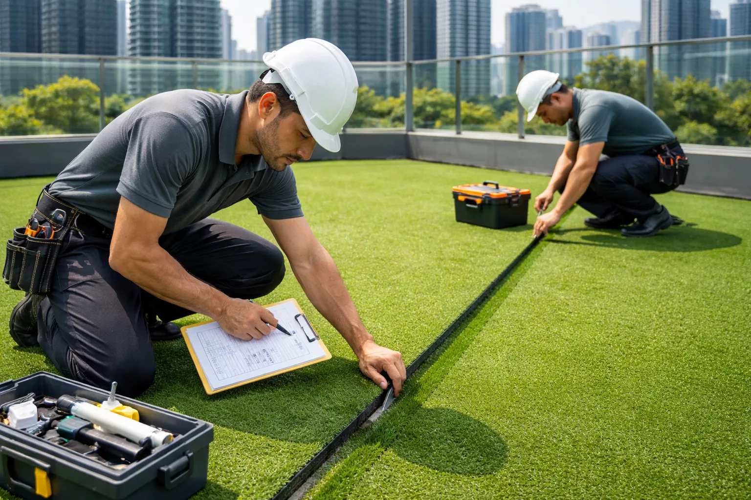 Artificial turf repair inspection