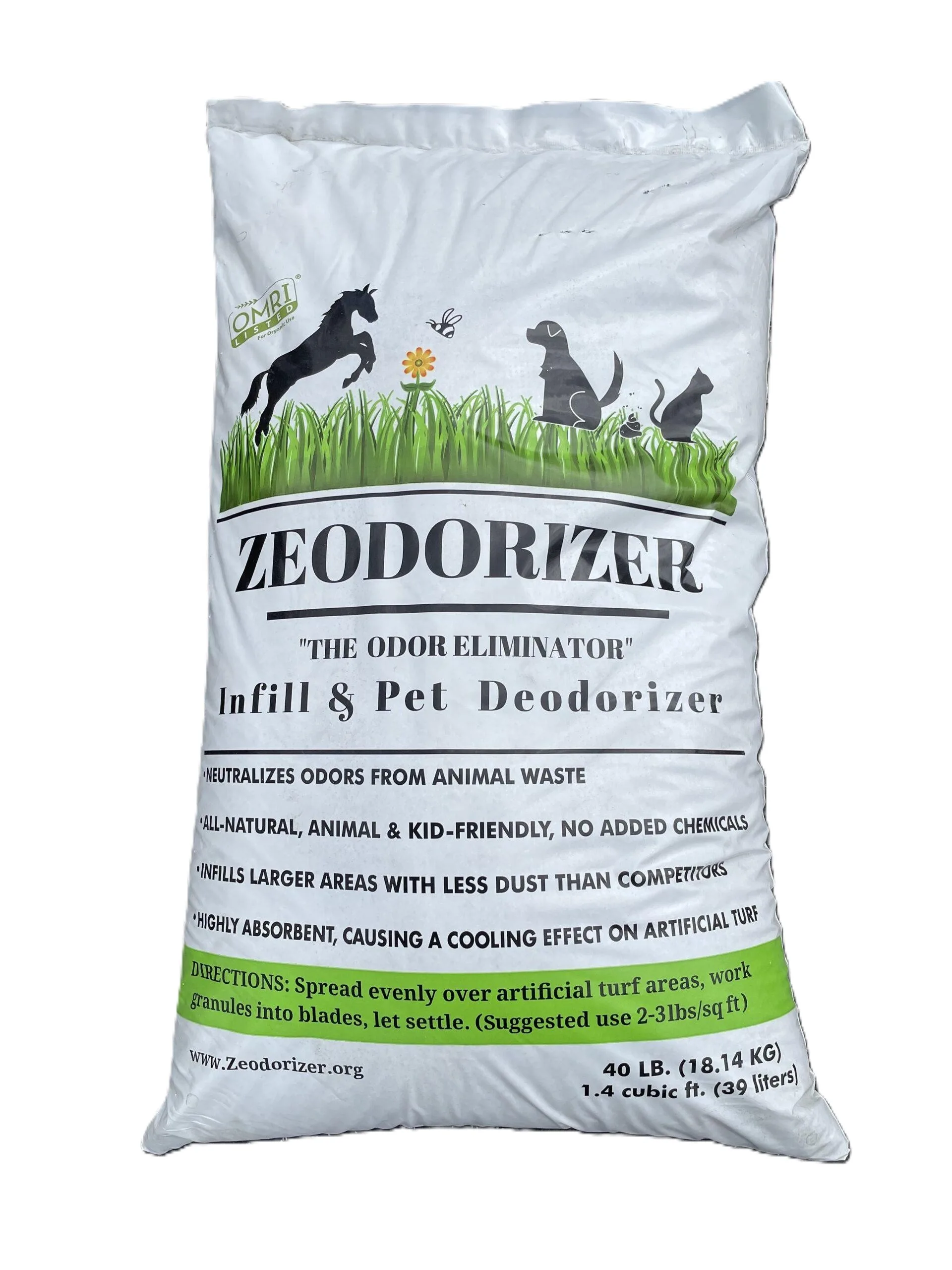 Zeofill infill used for artificial pet turf deodorizer