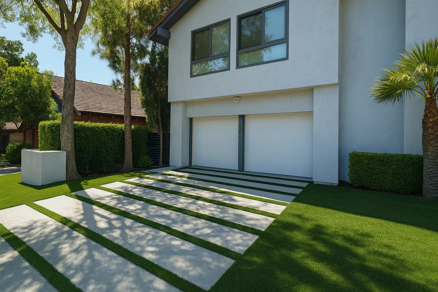 Driveway accents with turf bands
